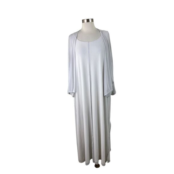 Marla Wynne NEW PXL Light Gray Maxi Dress w/ Mesh Topper Jacket Wedding Guest - Picture 1 of 5